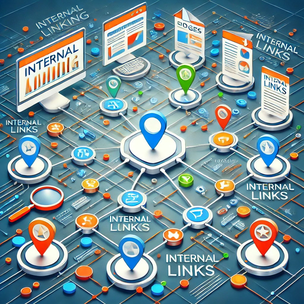 "Infographic depicting internal linking within a website, emphasizing the role of internal links in SEO."